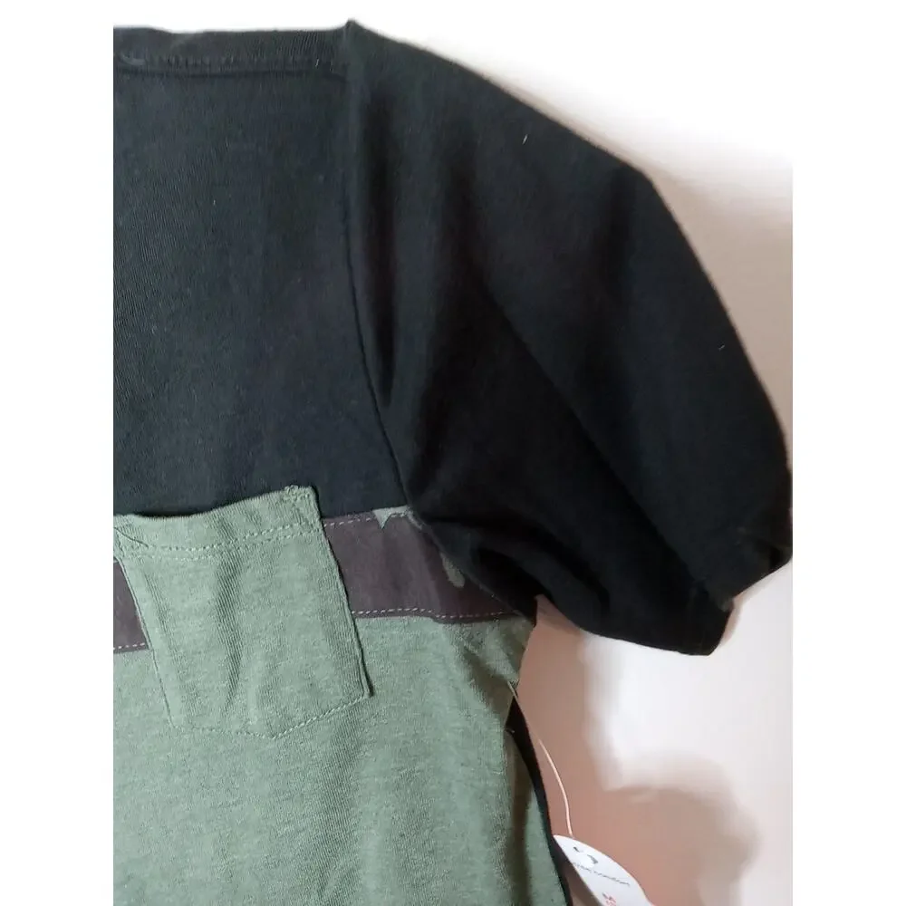 NWT Wonder Nation XS (4-5) T-shirt Black and Green with Camo